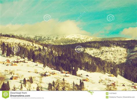 Winter Mountains Panorama Snowy Peaks Stock Image Image Of Frost