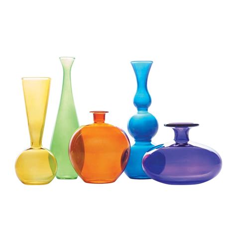 Art And Artifact Colorful Modern Glass Vases Collection Set Of 5 Uniquely Shaped Jewel Tone