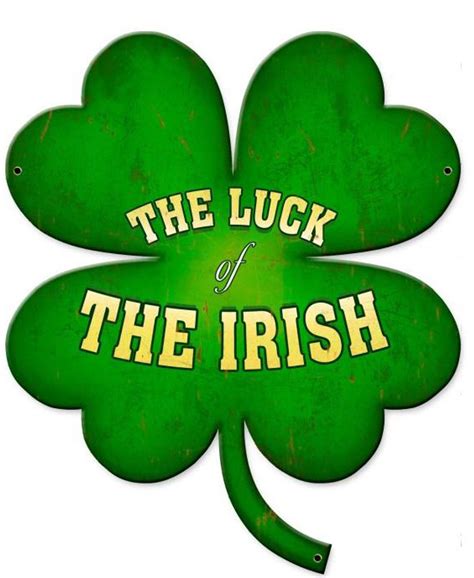 Luck Of The Irish Four Leaf Clover Custom Shape Metal Sign 16 X 19 Inches