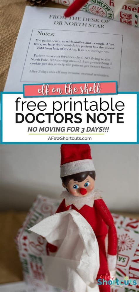 Elf On The Shelf Printable Doctors Note Elf On The