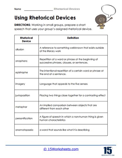 Rhetorical Devices Worksheets 15