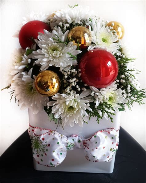 Christmas Flower Arrangement With Baubles