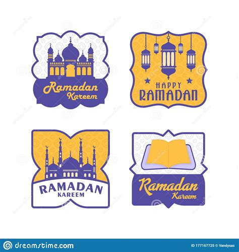 Ramadan Flat Badge Vector Collection Stock Vector Illustration Of