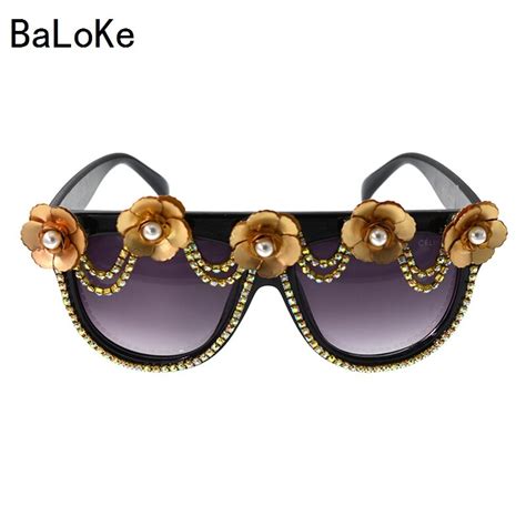 new brand design vintage baroque flower sunglasses women square frame fashion superstar glasses