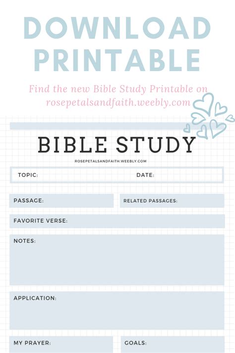 Free Bible Study Printable Rosepetalsandfaith