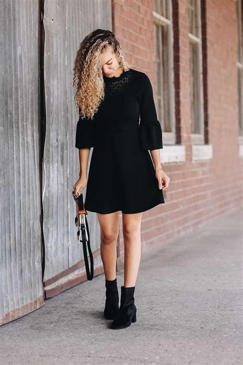 Short Dress With Tights And Ankle Boots Linsey Mccune
