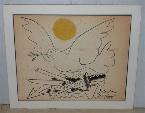 Original 1962 Picasso Peace Dove Lithograph Vladimir Arts Ansbach