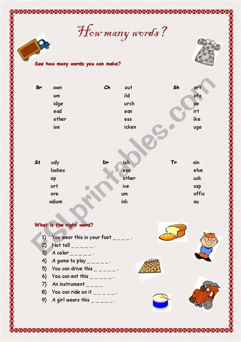 English Worksheets How Many Words