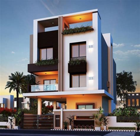 Modern Three Stories Building Exterior Small House