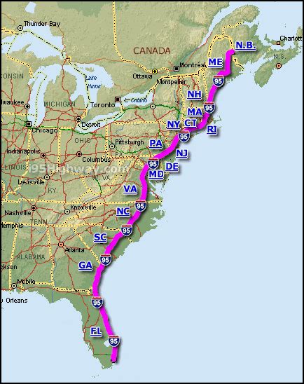 Interstate 95 Interactive Interstate 95 State Web Site Map Travel