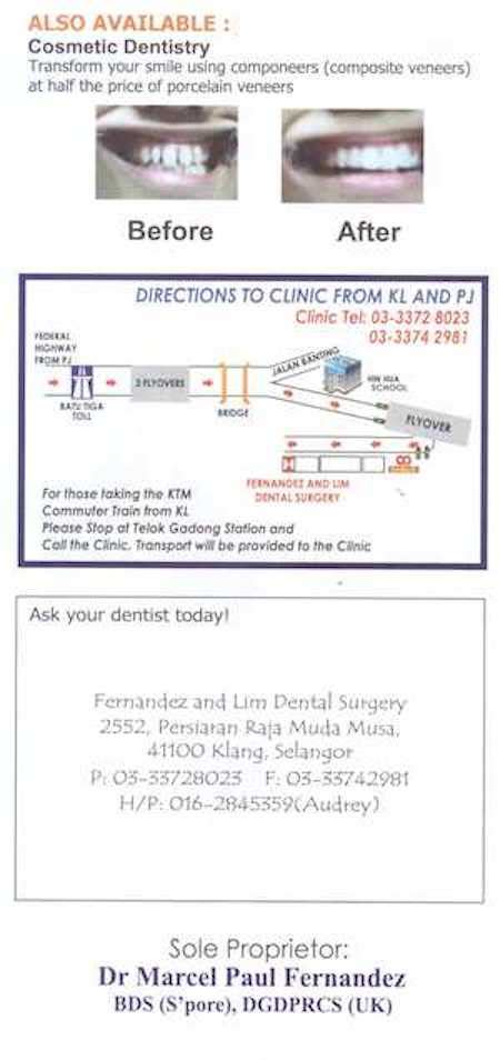 Klinik gigi yap dental surgery dental clinic is based klang, malaysia. Klinik Pergigian Fernandez & Lim (Port Klang, Selangor ...