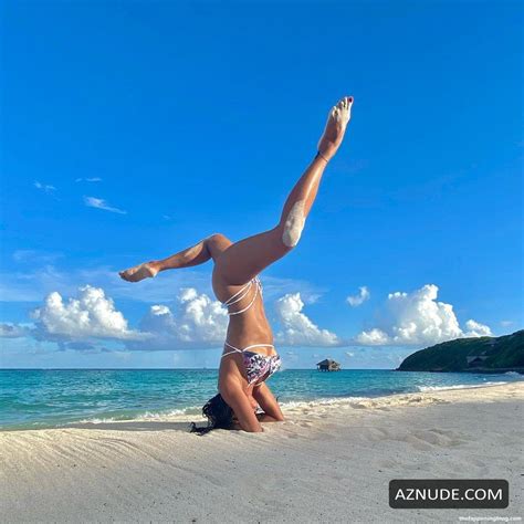 Nicole Scherzinger Sexy Poses Wearing A Bikini While Doing Yoga On The Beach In A Social Media
