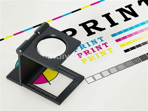 Printing Loupe Standing On Colour Test Paper 3d Illustration