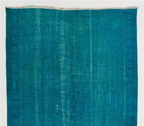 Teal Blue Overdyed Rug 58 X 82 175 X Etsy