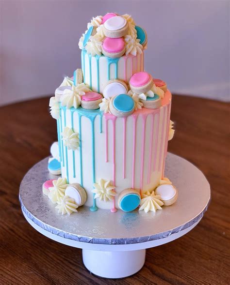 Pink And Blue Drip Baby Shower Cake Hayley Cakes And Cookies Hayley