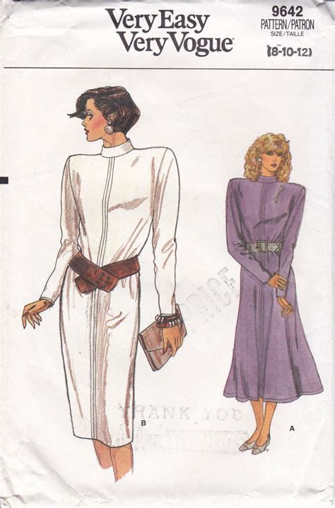 Vintage Sewing Pattern Vogue 9642 Retro 1980s 80s Shoulder Pad Etsy