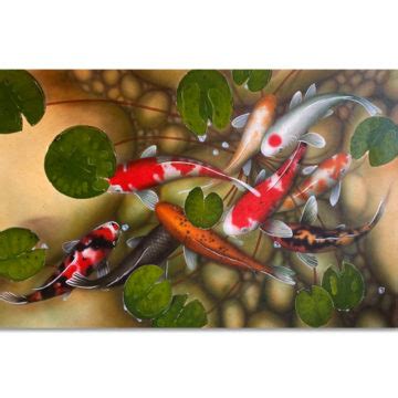 Famous Koi Fish Painting On Canvas Handmade Asian Paintings
