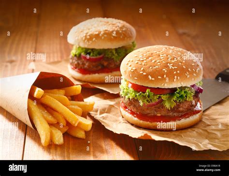 Burger And Fries Takeaway High Resolution Stock Photography And Images