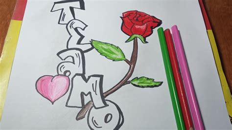 Como Dibujar Una Rosa Graffiti Te Amo Dibujos De Amor Youtube