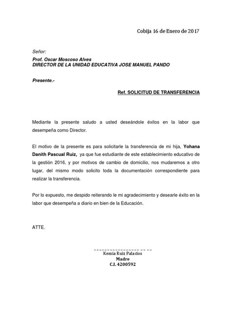 Solicitud De Transferencia Educación Avanzada