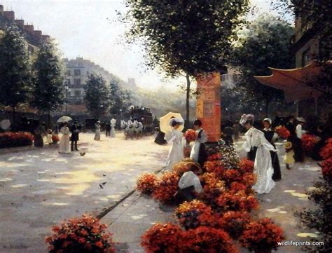 Victorian Artist Christa Kieffer Painting Morning Flower Market Paris