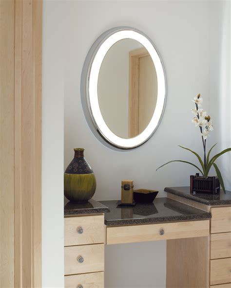 Any vanity mirror glass that is broken will not be replaced, but you will be given a credit. Tigris Oval Lighted Vanity Mirror - Modern - Bathroom ...