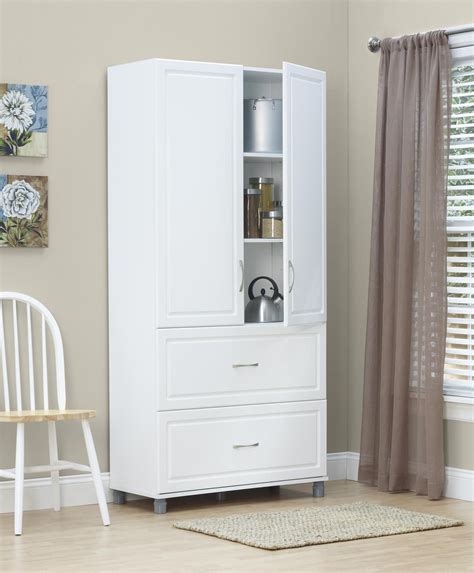 Optimizing Space With A Tall White Cabinet With Doors Home Cabinets