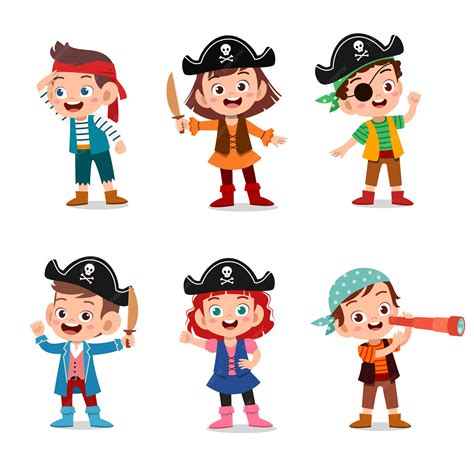 Premium Vector Group Of Cartoon Pirates On A Ship At The Sea