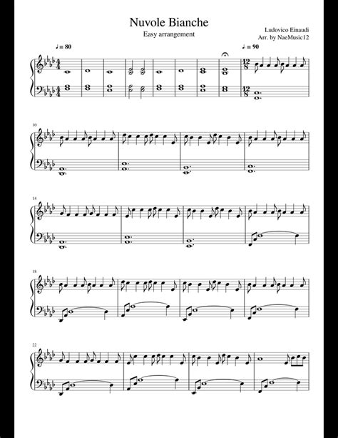 The original amateur interpretation of a tune. Nuvole Bianche sheet music for Piano download free in PDF ...