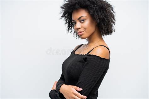 Beauty Closeup Portrait Of Young African American Girl With Afro Girl