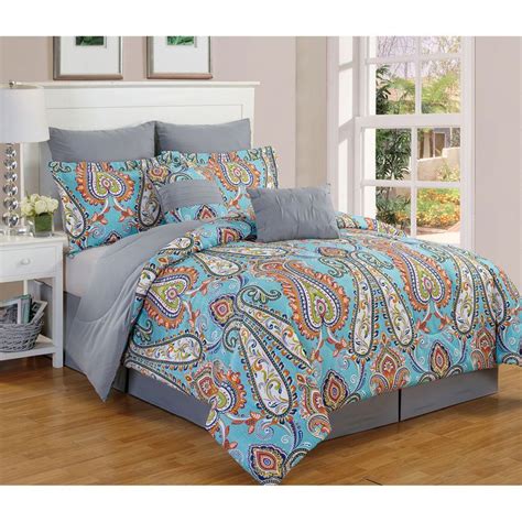 Add a fresh look to any bedroom with the grenwich reversible comforter set from fairfield square collection, featuring a medallion pattern atop a gray ground. Anastasia 8-PIece Comforter Set, Queen | Comforter sets ...