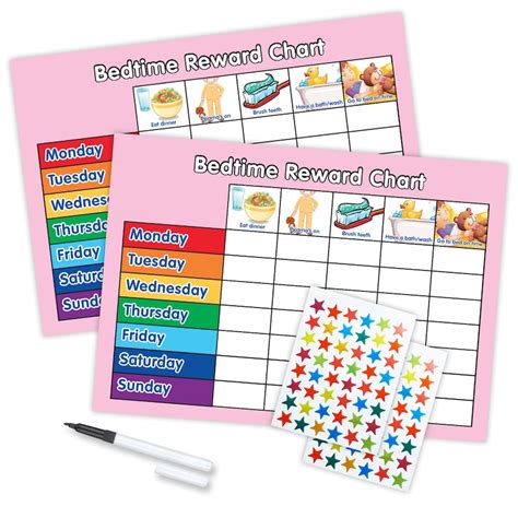 Re Usable Bedtime Reward Chart Including Free Stickers And Pen Twin Light Pink Design Etsy