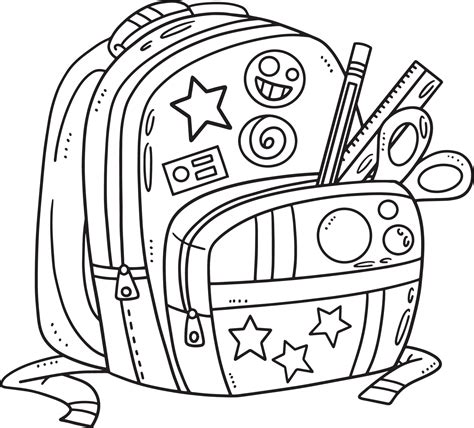 Back To School Bag Isolated Coloring Page For Kids 21516530 Vector Art