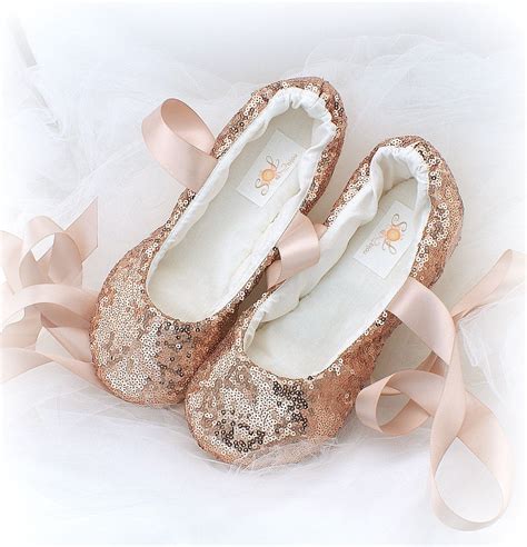 Rose Gold Sequin Shoes For Brides Elegant Wedding Ballet Etsy In 2021