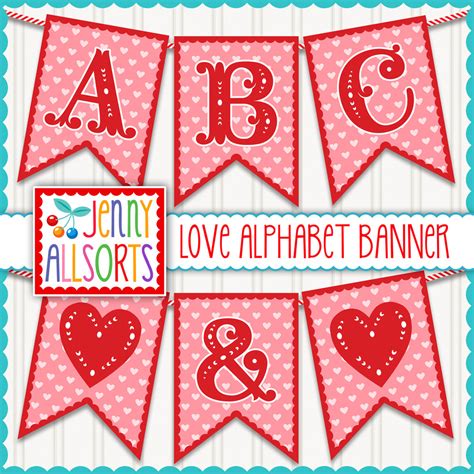 Love Digital Banner Printable Valentines Alphabet Love Etsy