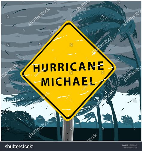 Hurricane Michael Sign Disaster Tornado Warning Stock Vector (Royalty
