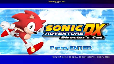 Classic Sonic Red Dx Title Screen Sonic Adventure Dx 2004 Gui Mods