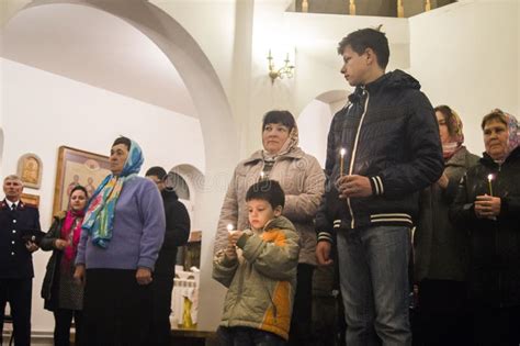 Easter Service In The Orthodox Church In Kaluga Region Of Russia