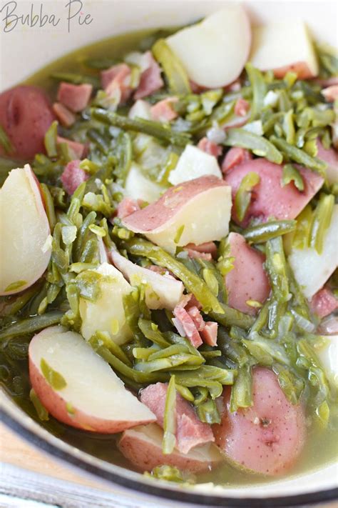 Add some toasted, chopped pecans for a little southern flair. Ham, Green Beans and Potatoes - BubbaPie in 2020 | Green beans and potatoes, Green beans, Green ...
