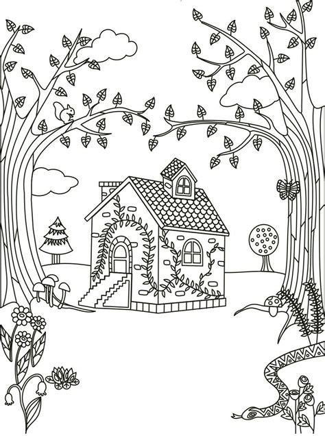 Cottage in the Woods coloring page | Coloring books ...