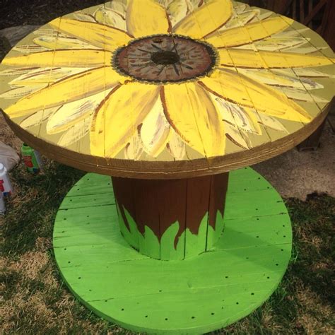 Shining Sunflower Spool | 1000 in 2020 | Wooden spool tables, Wood spool tables, Spool tables
