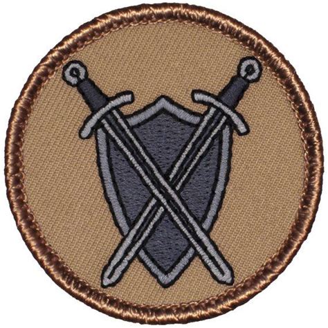 Swords And Shield Patch 224 2 Inch Diameter Embroidered Patch