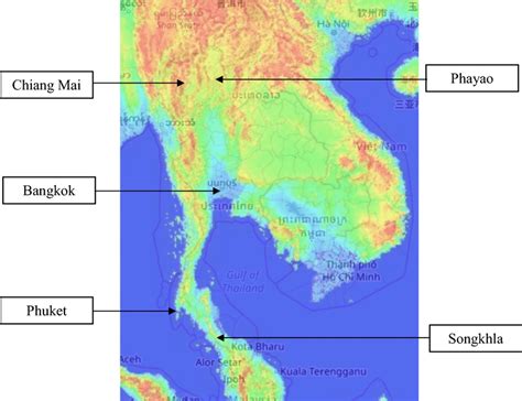 The Topography Of Thailand Where Cities In The Northern Region Are Download Scientific Diagram