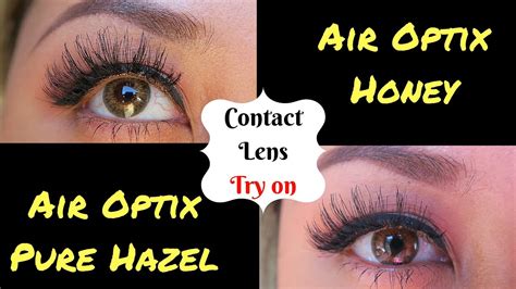 Air Optix Colors Try On Honey And Pure Hazel On Dark Brown Eyes Hd