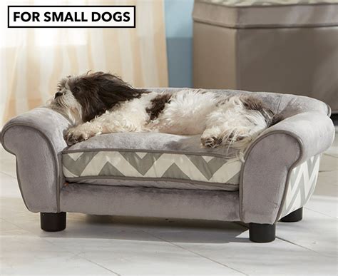 Enchanted Home Plush Couch Pet Bed For Small Dogs Grey Au