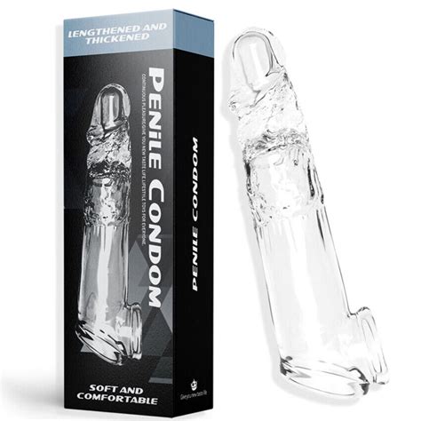 Add Bigger Penis Extender Enlarger Girth Enhancer Realistic Sleeve Condom Sheath Ebay