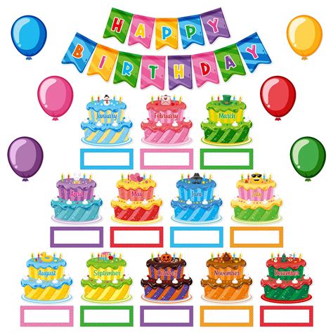 Buy 74 Pcs Happy Birthday Bulletin Board Set Includes Months Balloon