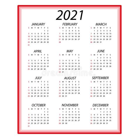 Calendar 2021calendar 2022 Simple Minimal Design Week Starts From