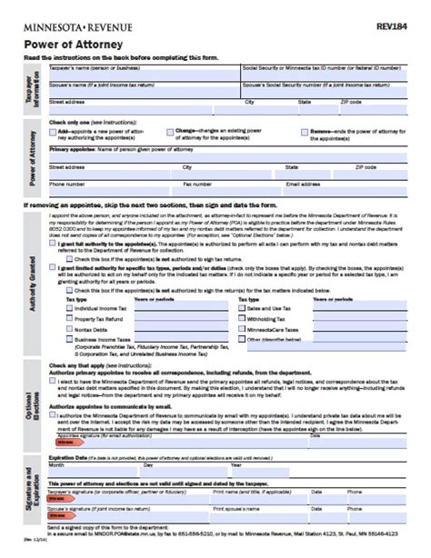 Minnesota Power Of Attorney Fillable Form Printable Forms Free Online
