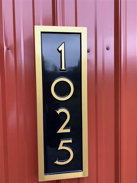 Vertical House Number Plaque With Mid Century Modern Font A82